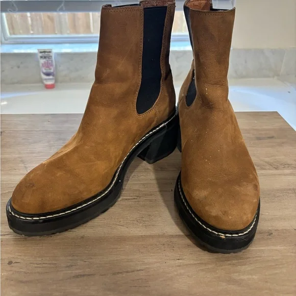 Women’s Madewell Carina Platform Tan Heeled Chelsea Boots - Picture 7 of 16